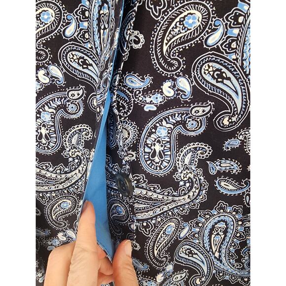 Michael Kors Navy Blue Paisley Trench Coat Women’s Size Small - Picture 5 of 9